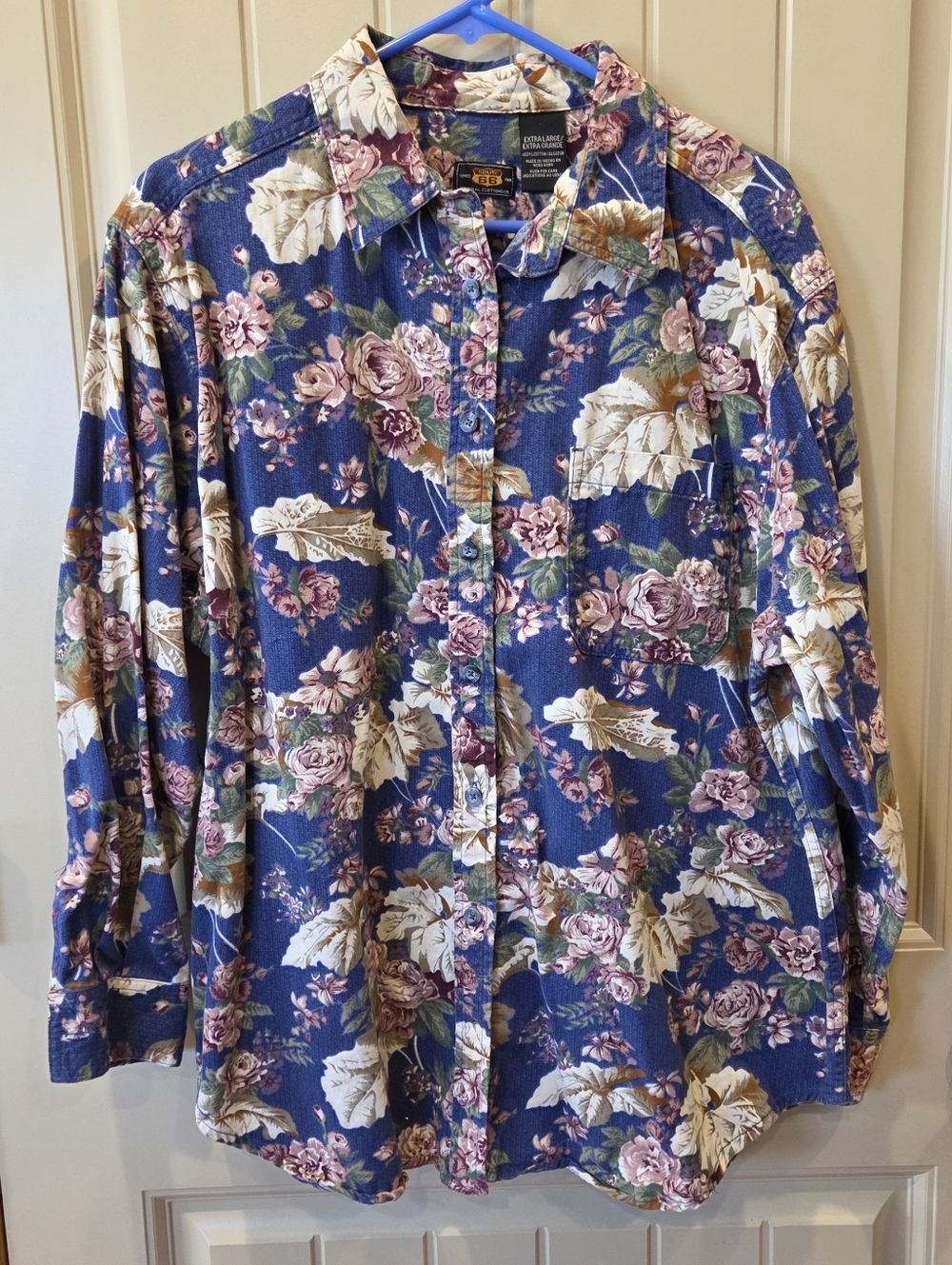 ​Vintage 90s Route 66 Floral Button Down Shirt XL Cotton Cottagecore Grannycore